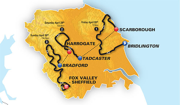 2017 Tour of Yorkshire map